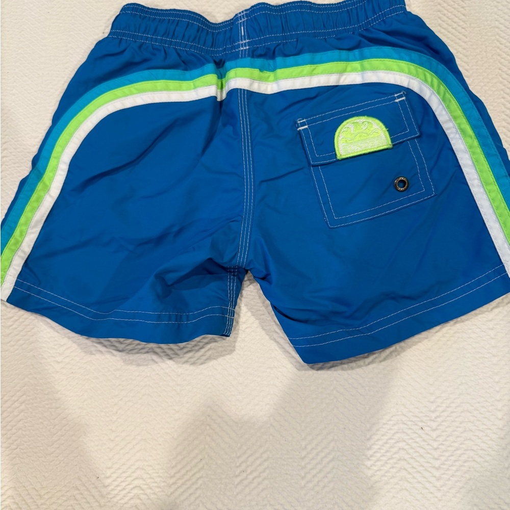 Sundek Blue Swim Trunks with Lime Green & White Accents size 8